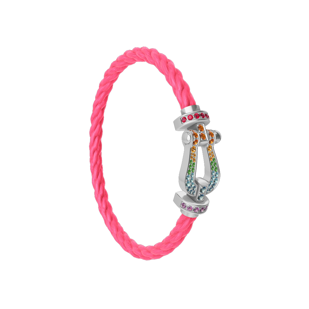 FORCE 10 BRACELET 18K WHITE GOLD AND COLORED STONES LARGE MODEL