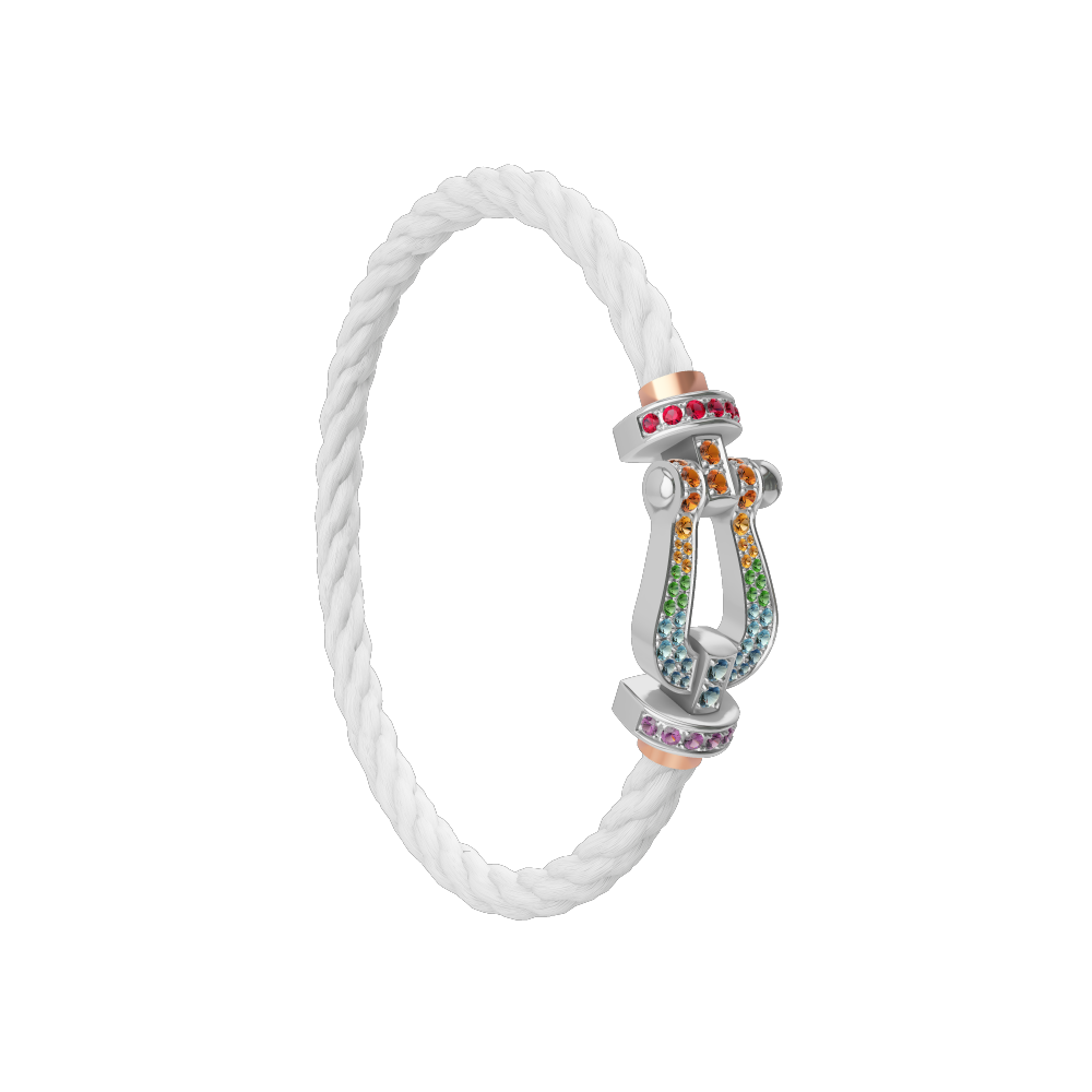 FORCE 10 BRACELET 18K WHITE GOLD AND COLORED STONES LARGE MODEL
