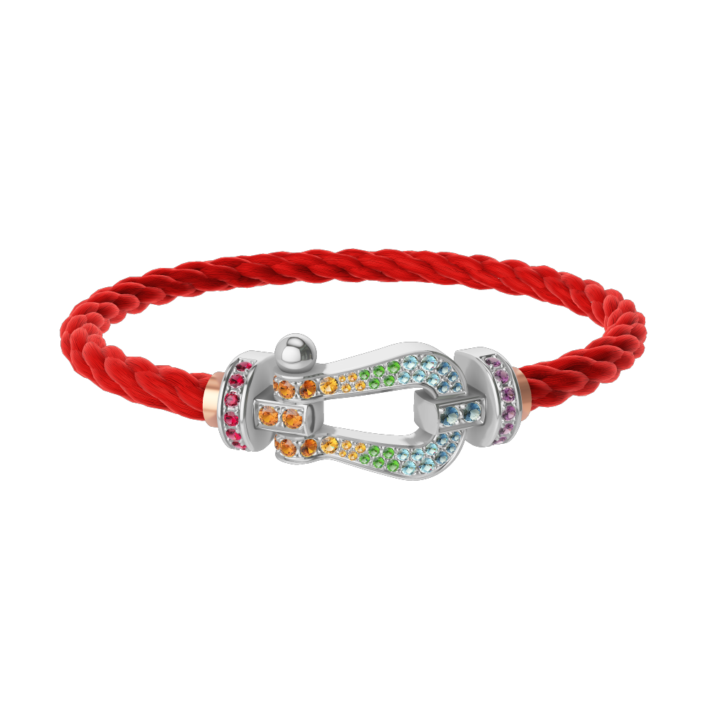 FORCE 10 BRACELET 18K WHITE GOLD AND COLORED STONES LARGE MODEL