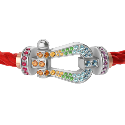 FORCE 10 BRACELET 18K WHITE GOLD AND COLORED STONES LARGE MODEL