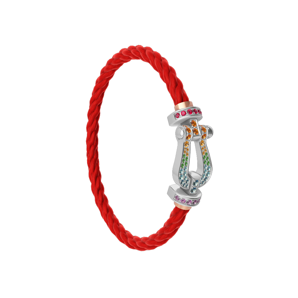 FORCE 10 BRACELET 18K WHITE GOLD AND COLORED STONES LARGE MODEL
