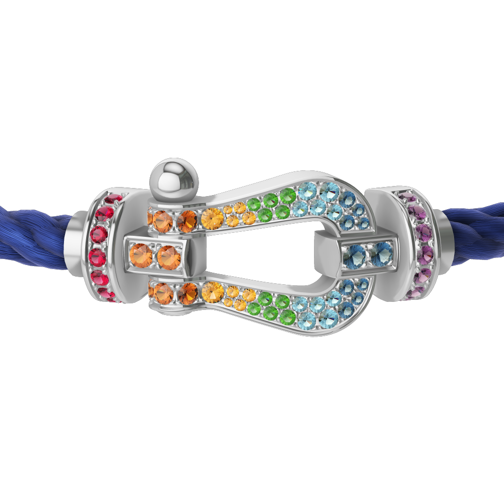 FORCE 10 BRACELET 18K WHITE GOLD AND COLORED STONES LARGE MODEL