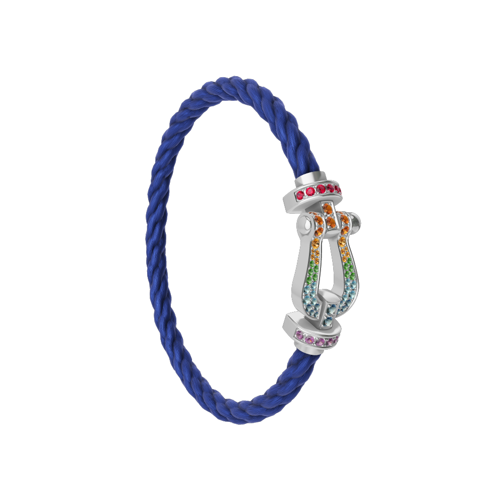FORCE 10 BRACELET 18K WHITE GOLD AND COLORED STONES LARGE MODEL