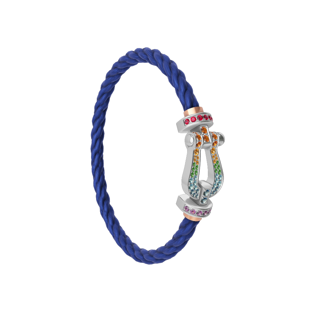 FORCE 10 BRACELET 18K WHITE GOLD AND COLORED STONES LARGE MODEL