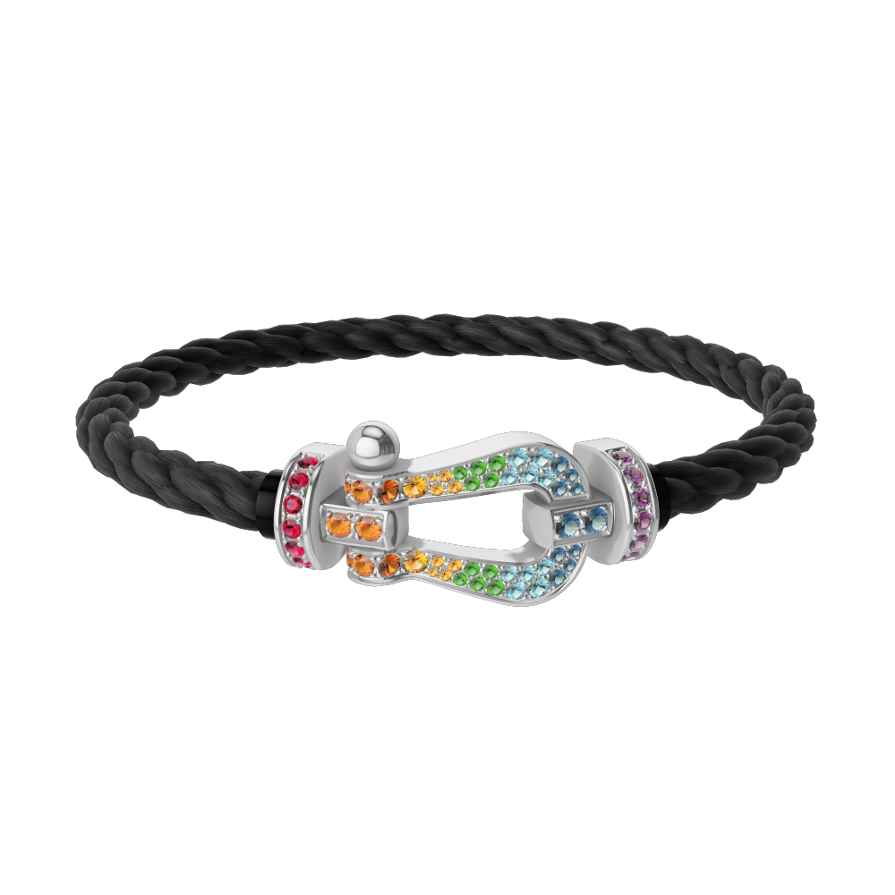 FORCE 10 BRACELET 18K WHITE GOLD AND COLORED STONES LARGE MODEL