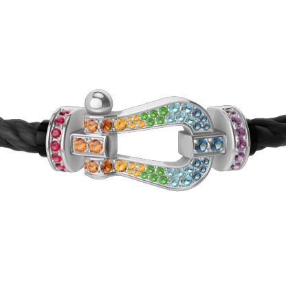 FORCE 10 BRACELET 18K WHITE GOLD AND COLORED STONES LARGE MODEL