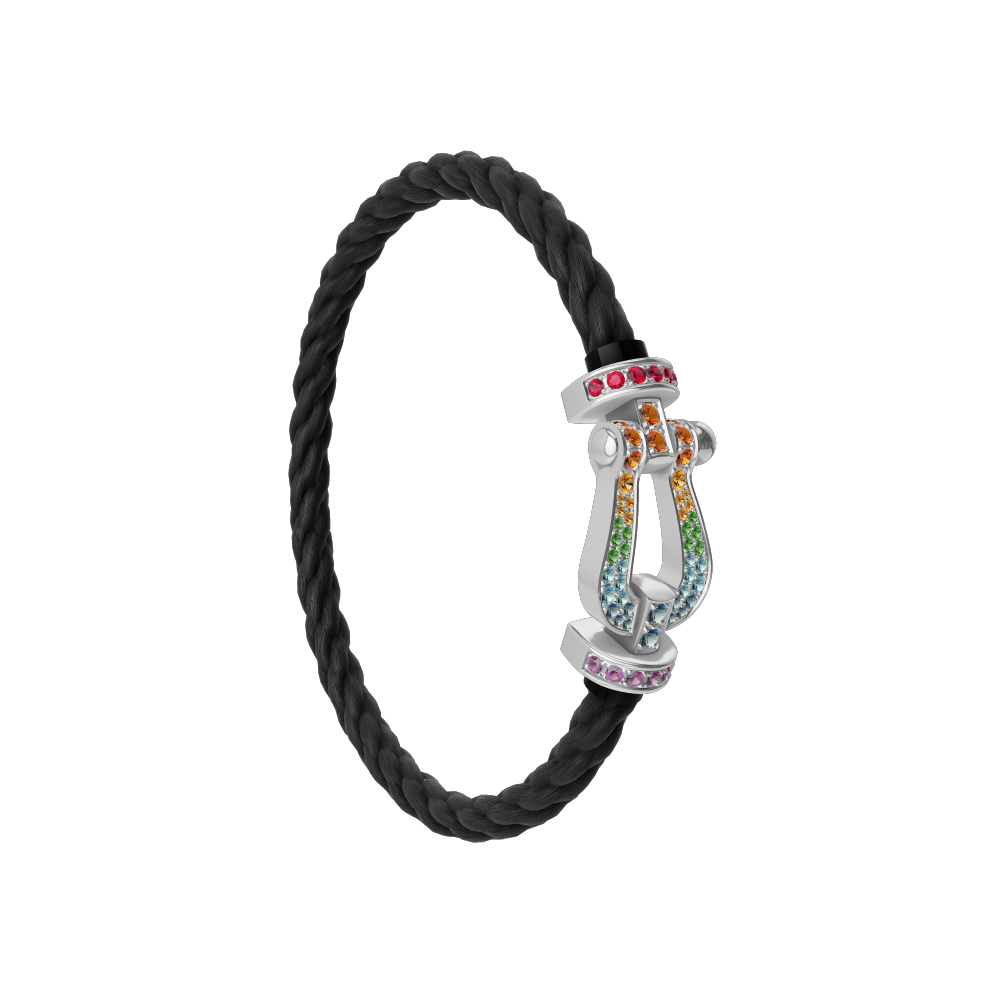 FORCE 10 BRACELET 18K WHITE GOLD AND COLORED STONES LARGE MODEL