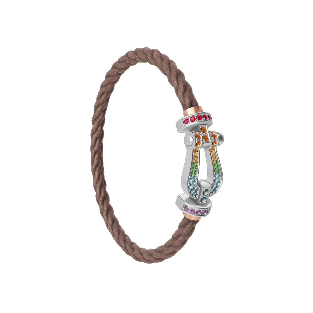 FORCE 10 BRACELET 18K WHITE GOLD AND COLORED STONES LARGE MODEL