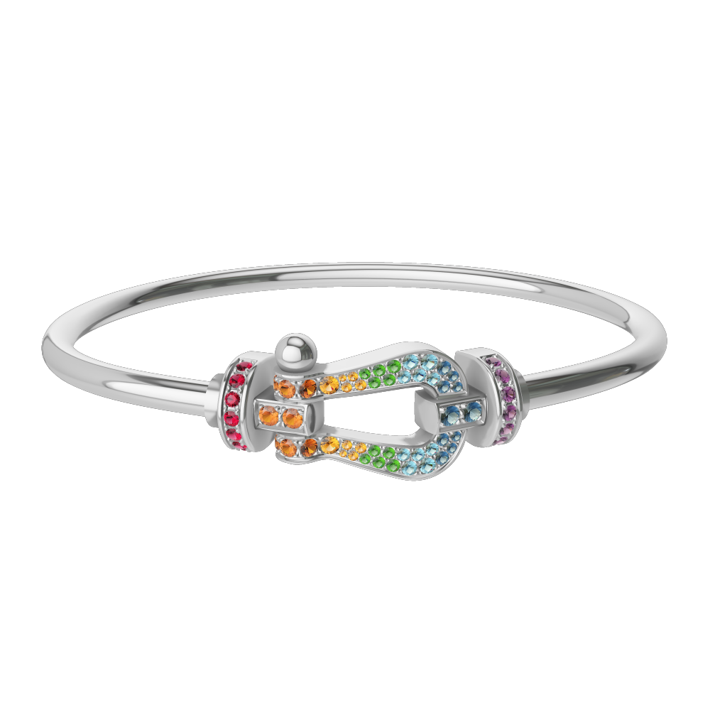 FORCE 10 BRACELET 18K WHITE GOLD AND COLORED STONES LARGE MODEL