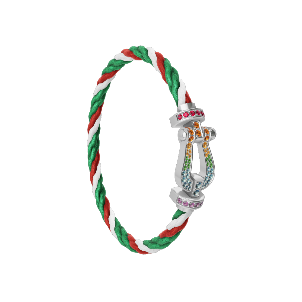 FORCE 10 BRACELET 18K WHITE GOLD AND COLORED STONES LARGE MODEL