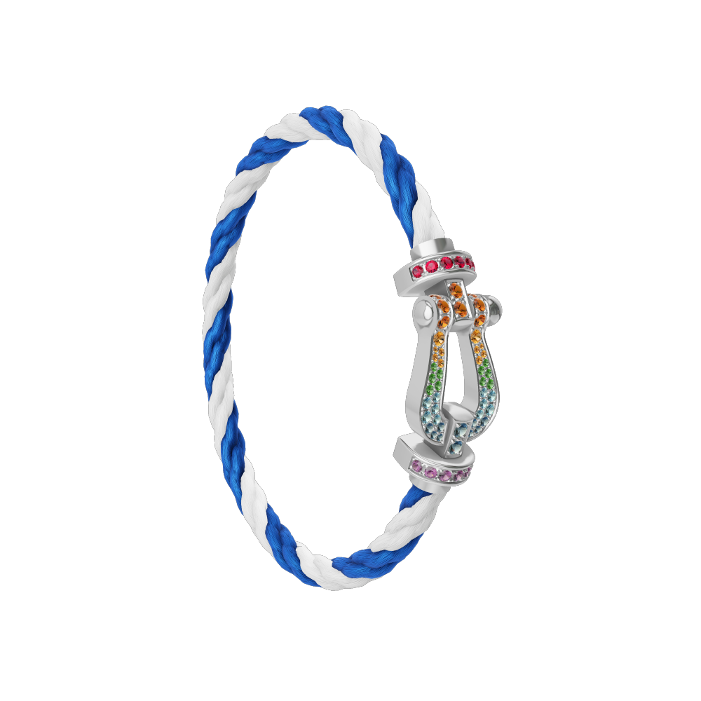 FORCE 10 BRACELET 18K WHITE GOLD AND COLORED STONES LARGE MODEL