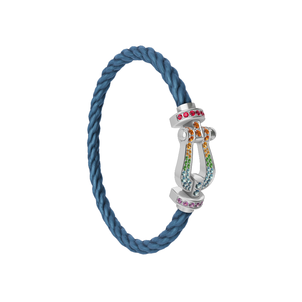 FORCE 10 BRACELET 18K WHITE GOLD AND COLORED STONES LARGE MODEL