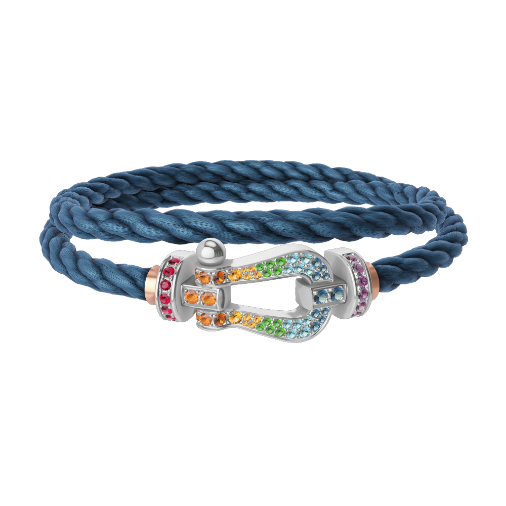 FORCE 10 BRACELET 18K WHITE GOLD AND COLORED STONES LARGE MODEL