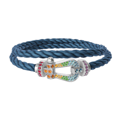 FORCE 10 BRACELET 18K WHITE GOLD AND COLORED STONES LARGE MODEL