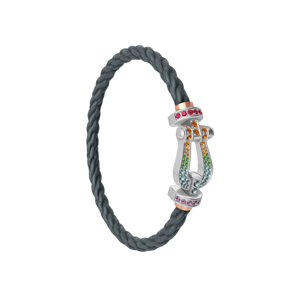 FORCE 10 BRACELET 18K WHITE GOLD AND COLORED STONES LARGE MODEL