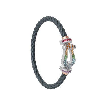 FORCE 10 BRACELET 18K WHITE GOLD AND COLORED STONES LARGE MODEL