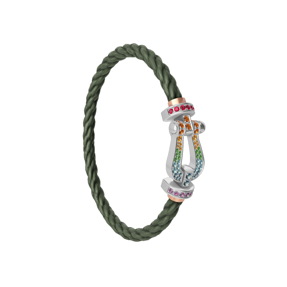 FORCE 10 BRACELET 18K WHITE GOLD AND COLORED STONES LARGE MODEL