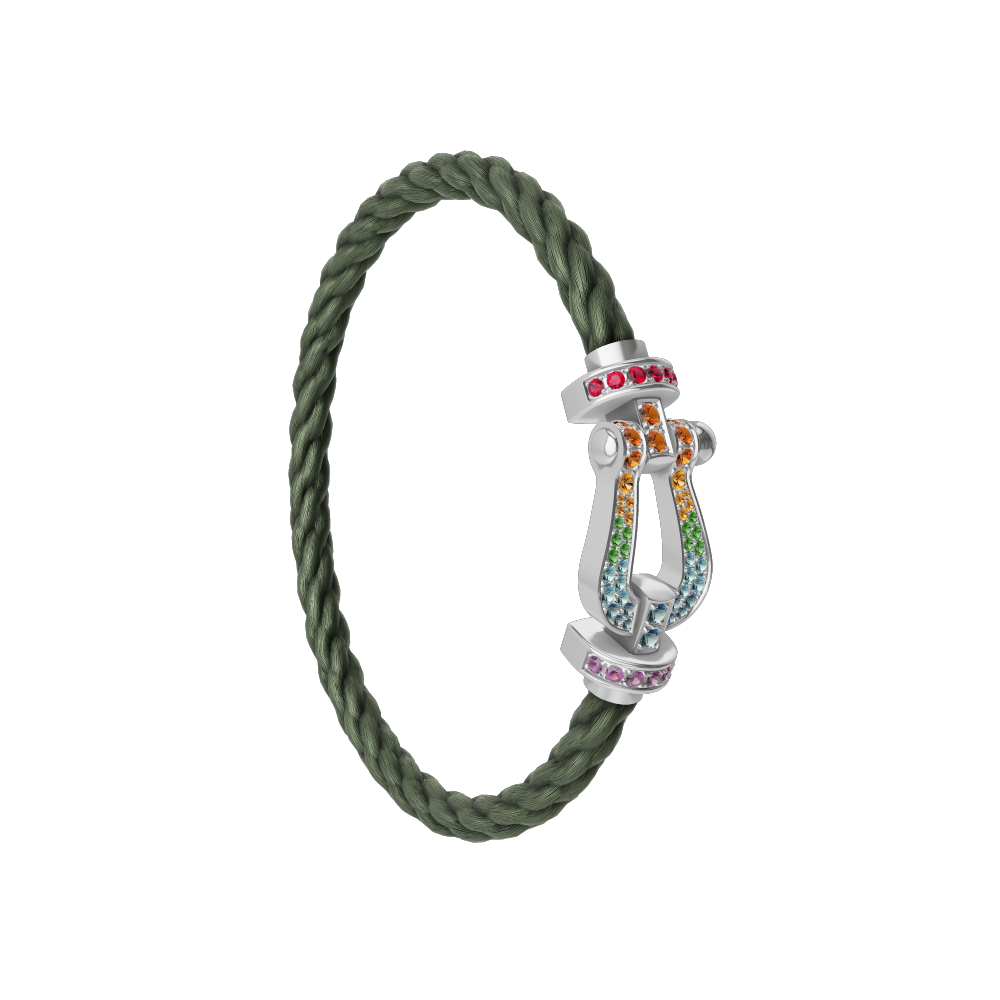 FORCE 10 BRACELET 18K WHITE GOLD AND COLORED STONES LARGE MODEL