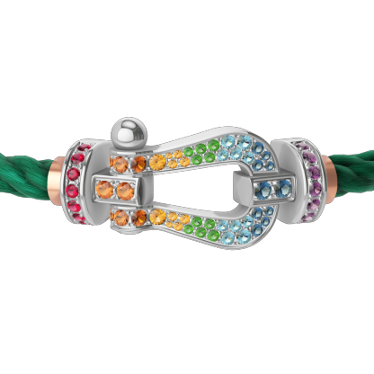 FORCE 10 BRACELET 18K WHITE GOLD AND COLORED STONES LARGE MODEL