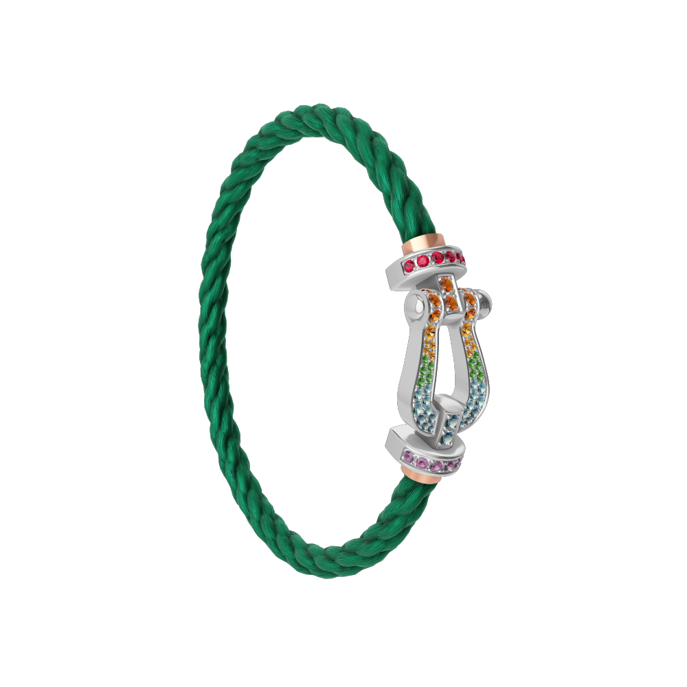FORCE 10 BRACELET 18K WHITE GOLD AND COLORED STONES LARGE MODEL