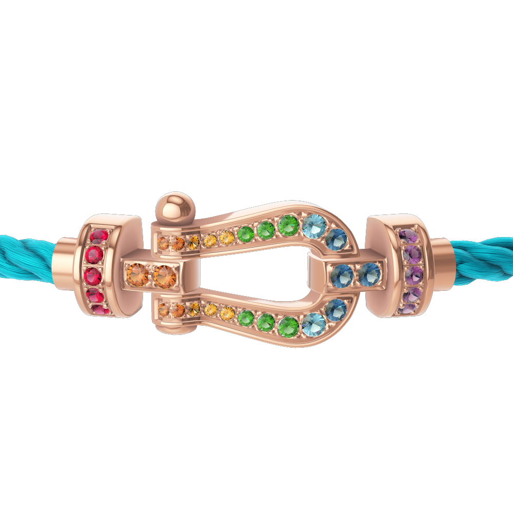 FORCE 10 BRACELET 18K PINK GOLD AND COLORED STONES MEDIUM MODEL