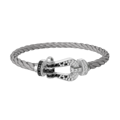 FORCE 10 BRACELET 18K WHITE GOLD AND BLACK AND WHITE DIAMONDS LARGE MODEL