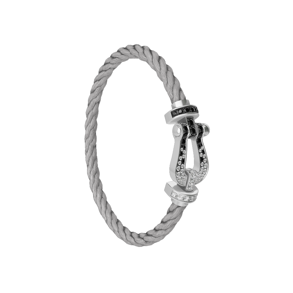 FORCE 10 BRACELET 18K WHITE GOLD AND BLACK AND WHITE DIAMONDS LARGE MODEL