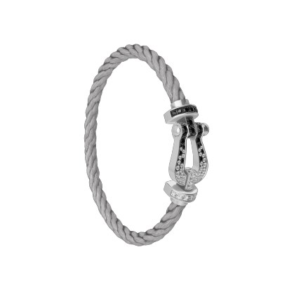 FORCE 10 BRACELET 18K WHITE GOLD AND BLACK AND WHITE DIAMONDS LARGE MODEL