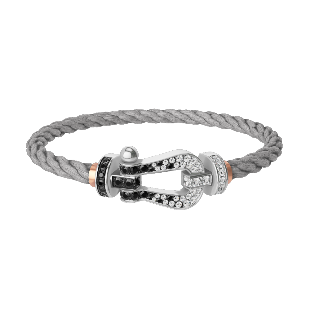 FORCE 10 BRACELET 18K WHITE GOLD AND BLACK AND WHITE DIAMONDS LARGE MODEL