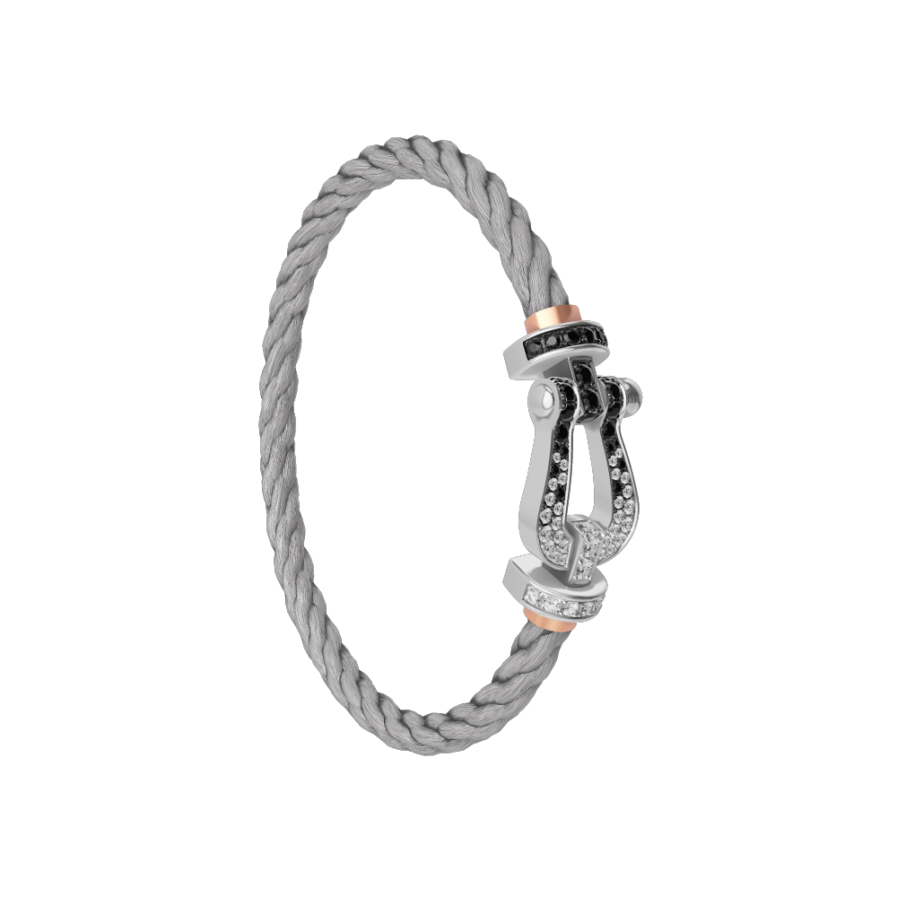 FORCE 10 BRACELET 18K WHITE GOLD AND BLACK AND WHITE DIAMONDS LARGE MODEL