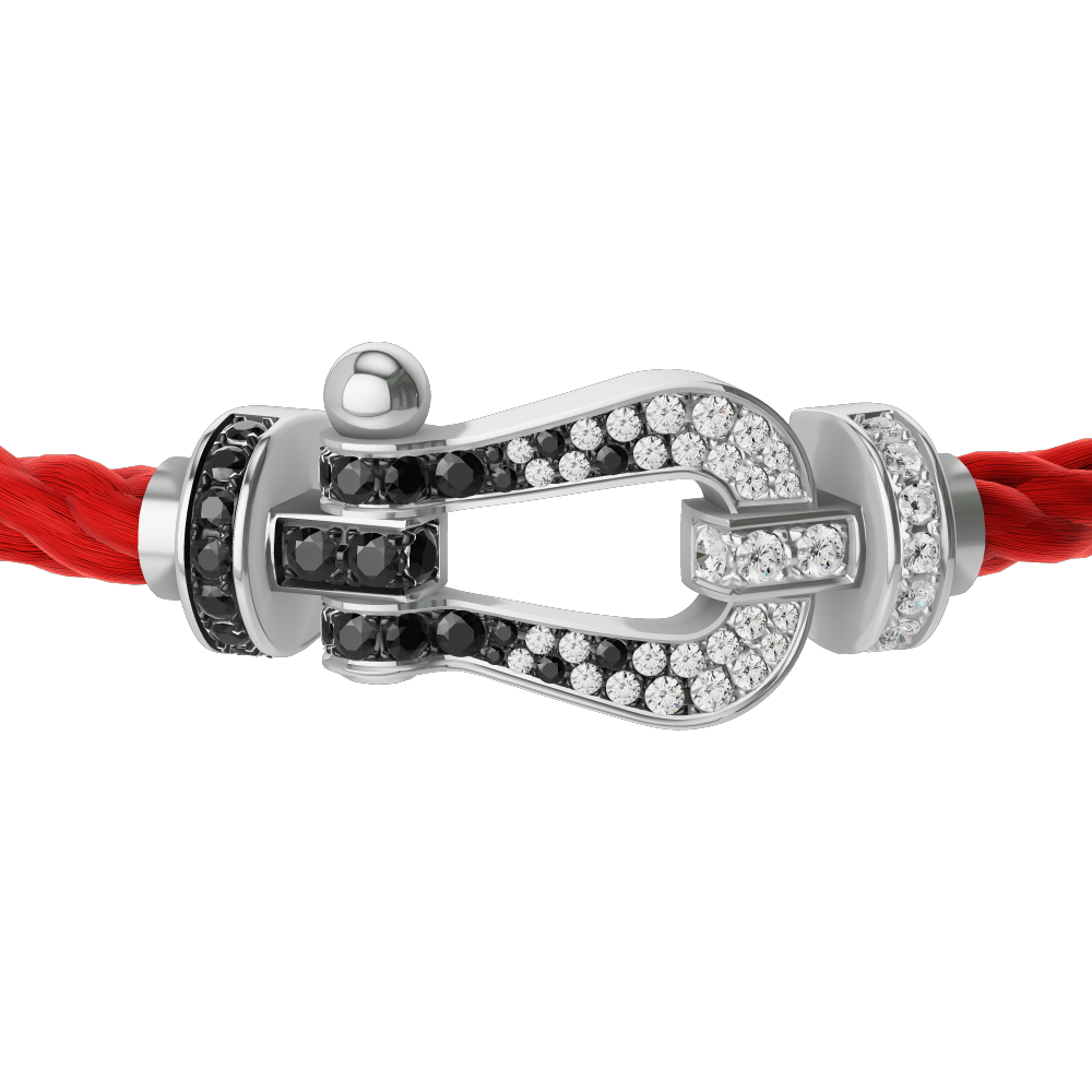 FORCE 10 BRACELET 18K WHITE GOLD AND BLACK AND WHITE DIAMONDS LARGE MODEL