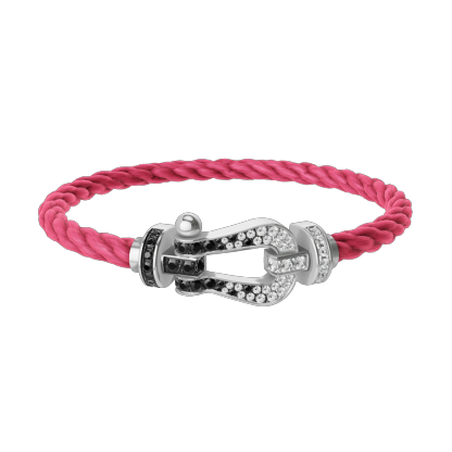 FORCE 10 BRACELET 18K WHITE GOLD AND BLACK AND WHITE DIAMONDS LARGE MODEL
