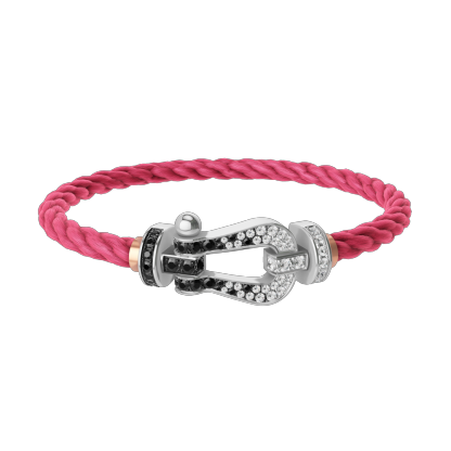 FORCE 10 BRACELET 18K WHITE GOLD AND BLACK AND WHITE DIAMONDS LARGE MODEL