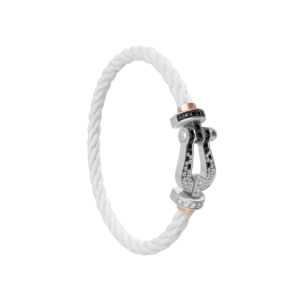 FORCE 10 BRACELET 18K WHITE GOLD AND BLACK AND WHITE DIAMONDS LARGE MODEL