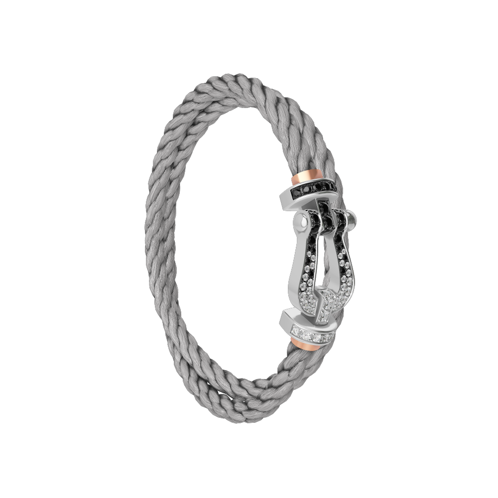 FORCE 10 BRACELET 18K WHITE GOLD AND BLACK AND WHITE DIAMONDS LARGE MODEL