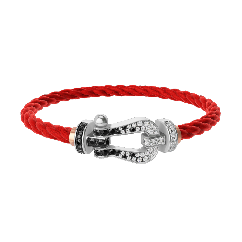 FORCE 10 BRACELET 18K WHITE GOLD AND BLACK AND WHITE DIAMONDS LARGE MODEL