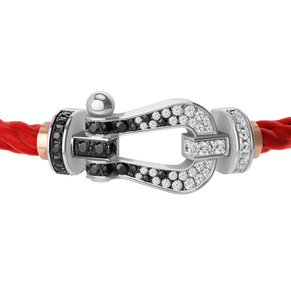 FORCE 10 BRACELET 18K WHITE GOLD AND BLACK AND WHITE DIAMONDS LARGE MODEL
