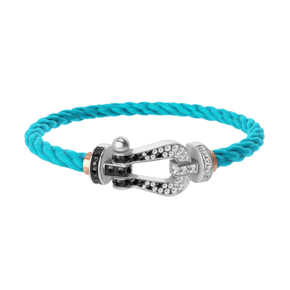 FORCE 10 BRACELET 18K WHITE GOLD AND BLACK AND WHITE DIAMONDS LARGE MODEL