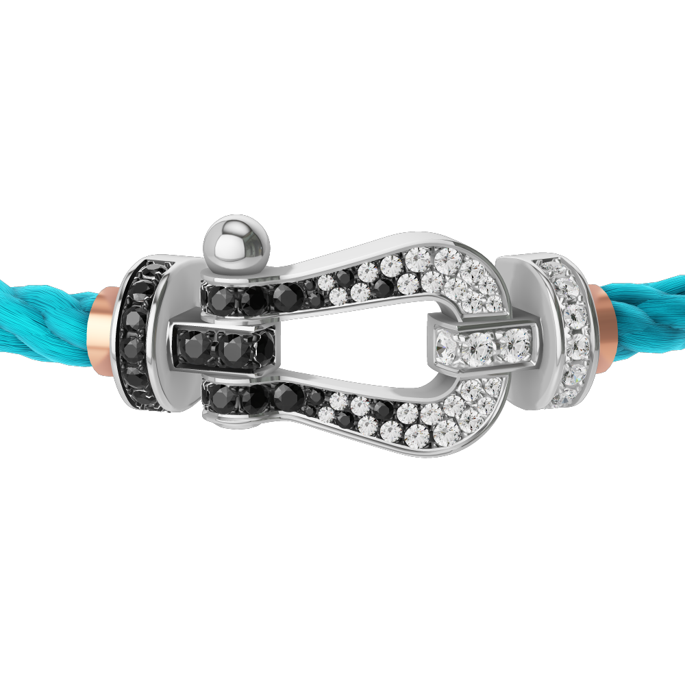 FORCE 10 BRACELET 18K WHITE GOLD AND BLACK AND WHITE DIAMONDS LARGE MODEL