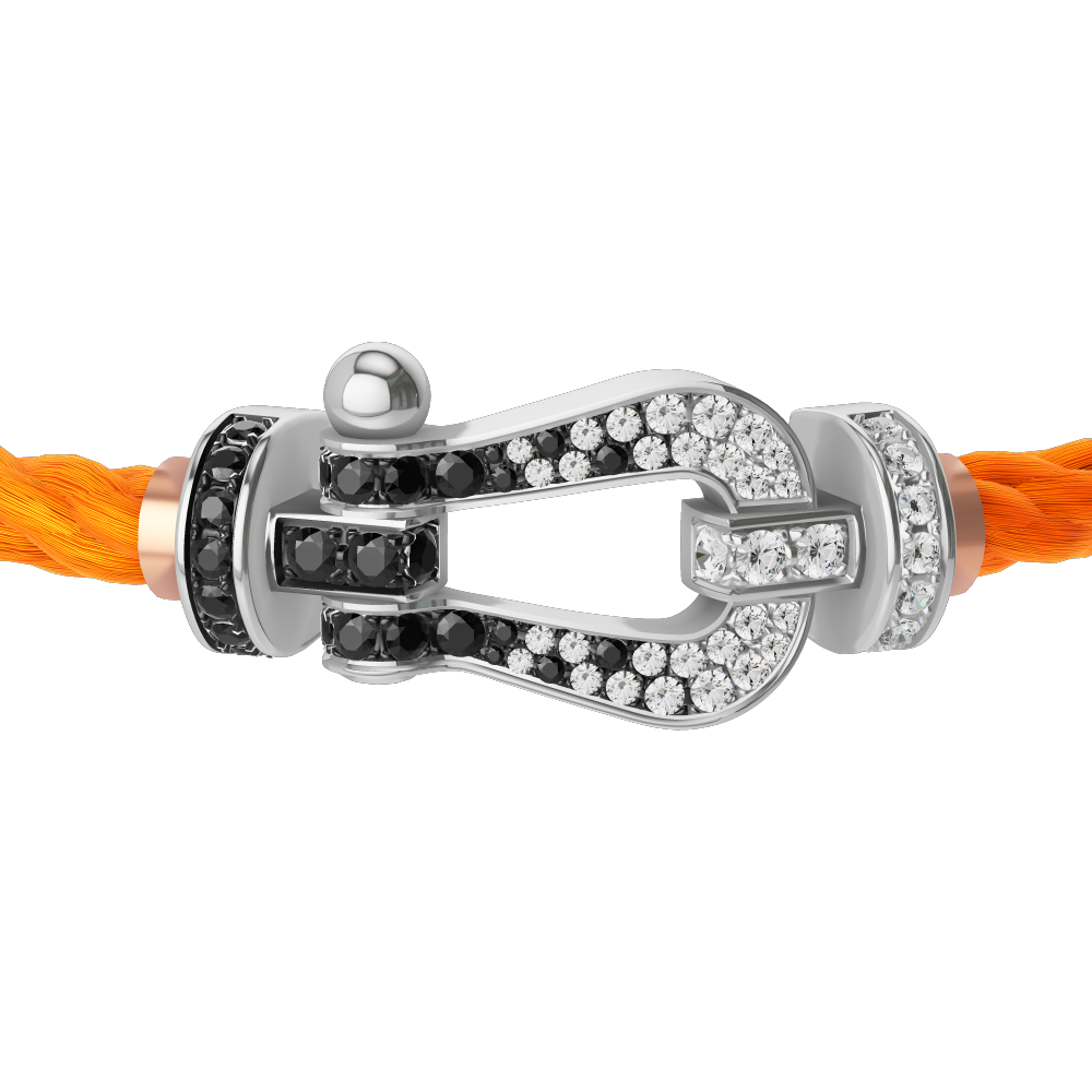 FORCE 10 BRACELET 18K WHITE GOLD AND BLACK AND WHITE DIAMONDS LARGE MODEL