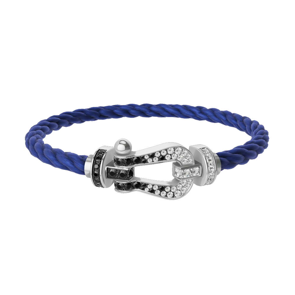 FORCE 10 BRACELET 18K WHITE GOLD AND BLACK AND WHITE DIAMONDS LARGE MODEL