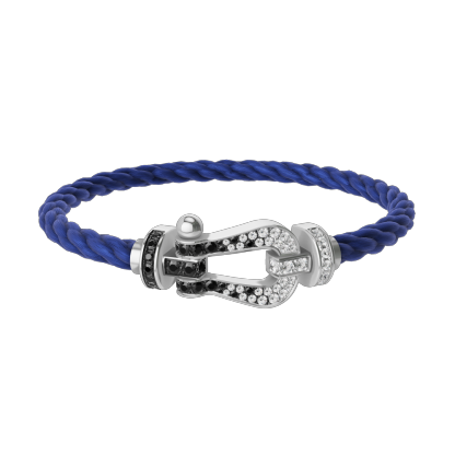 FORCE 10 BRACELET 18K WHITE GOLD AND BLACK AND WHITE DIAMONDS LARGE MODEL