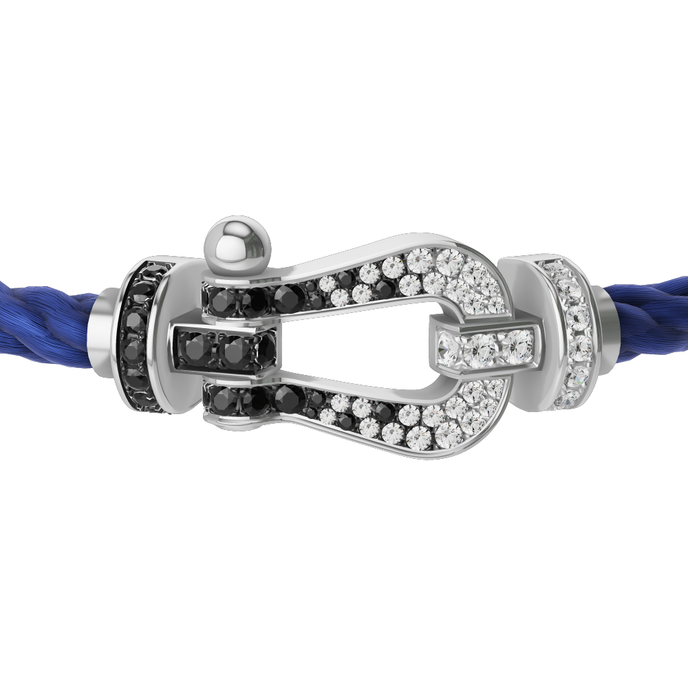 FORCE 10 BRACELET 18K WHITE GOLD AND BLACK AND WHITE DIAMONDS LARGE MODEL