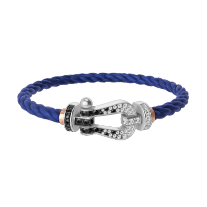 FORCE 10 BRACELET 18K WHITE GOLD AND BLACK AND WHITE DIAMONDS LARGE MODEL