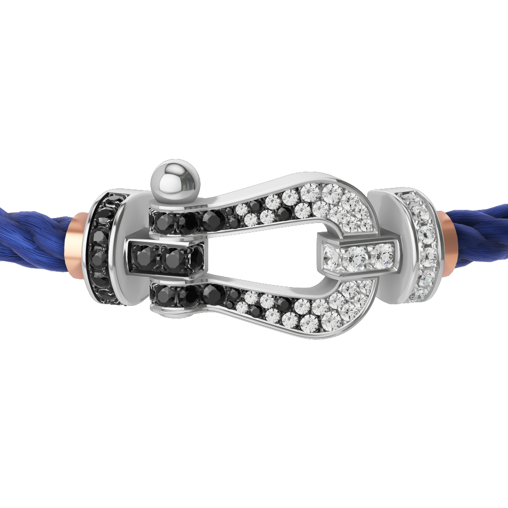 FORCE 10 BRACELET 18K WHITE GOLD AND BLACK AND WHITE DIAMONDS LARGE MODEL