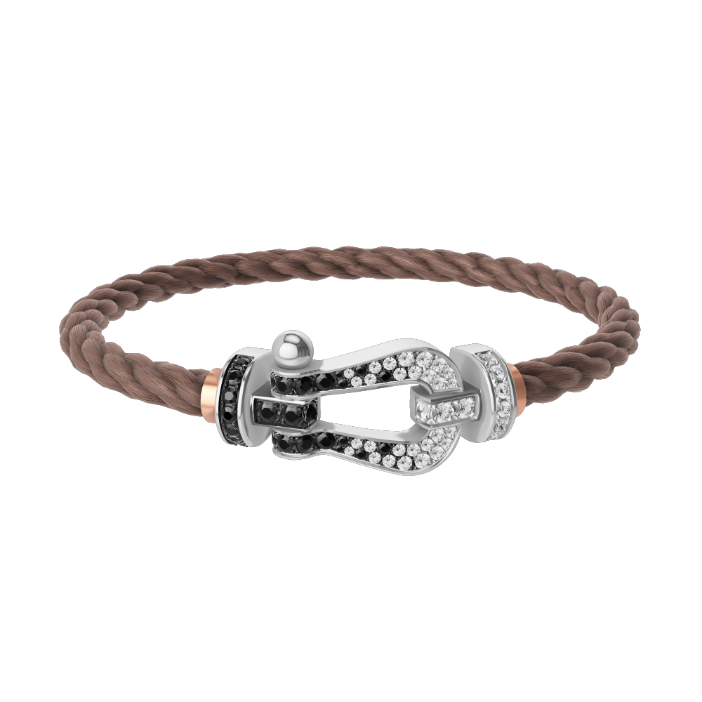 FORCE 10 BRACELET 18K WHITE GOLD AND BLACK AND WHITE DIAMONDS LARGE MODEL