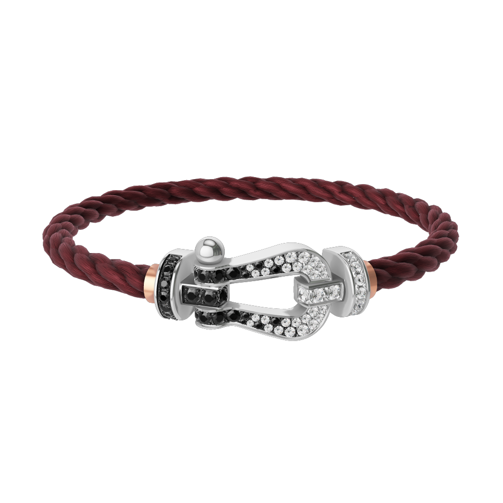 FORCE 10 BRACELET 18K WHITE GOLD AND BLACK AND WHITE DIAMONDS LARGE MODEL