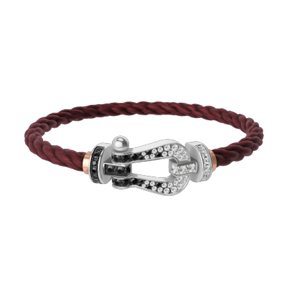 FORCE 10 BRACELET 18K WHITE GOLD AND BLACK AND WHITE DIAMONDS LARGE MODEL