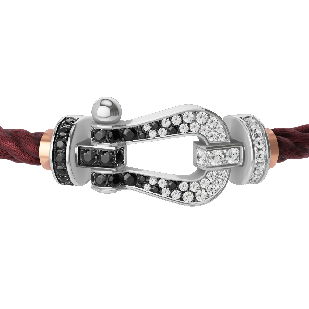 FORCE 10 BRACELET 18K WHITE GOLD AND BLACK AND WHITE DIAMONDS LARGE MODEL