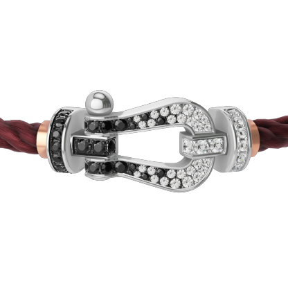 FORCE 10 BRACELET 18K WHITE GOLD AND BLACK AND WHITE DIAMONDS LARGE MODEL